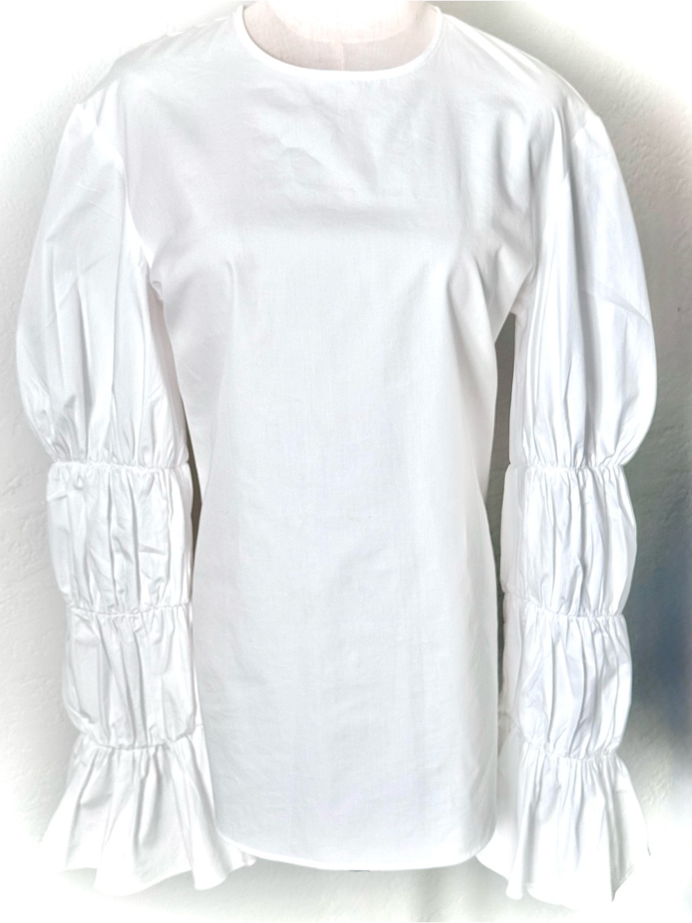 MONOGRAPHIE Paris White Cotton Sculptural Puff Sleeve Blouse Romantic Goth Sz:M